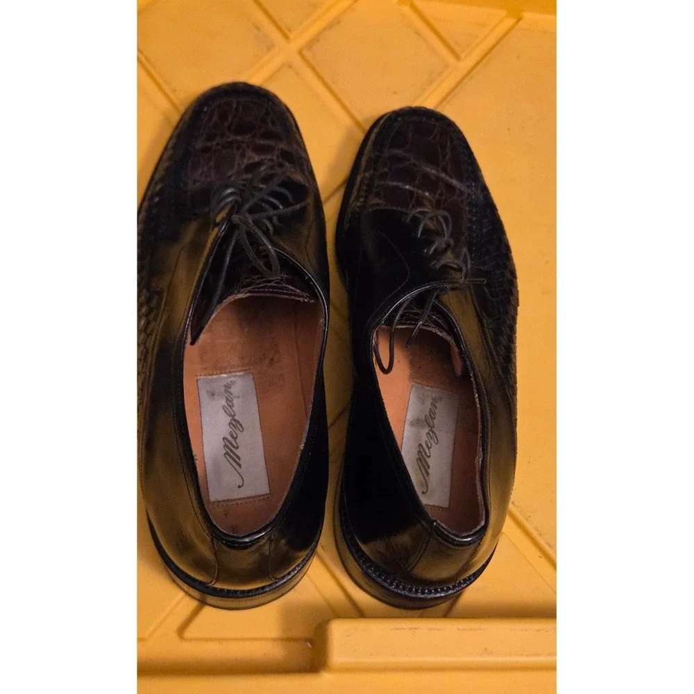 Mezlan‎ Genuine Crocodile Leather Oxford Dress Shoes Mens Size 8 Black EUC
